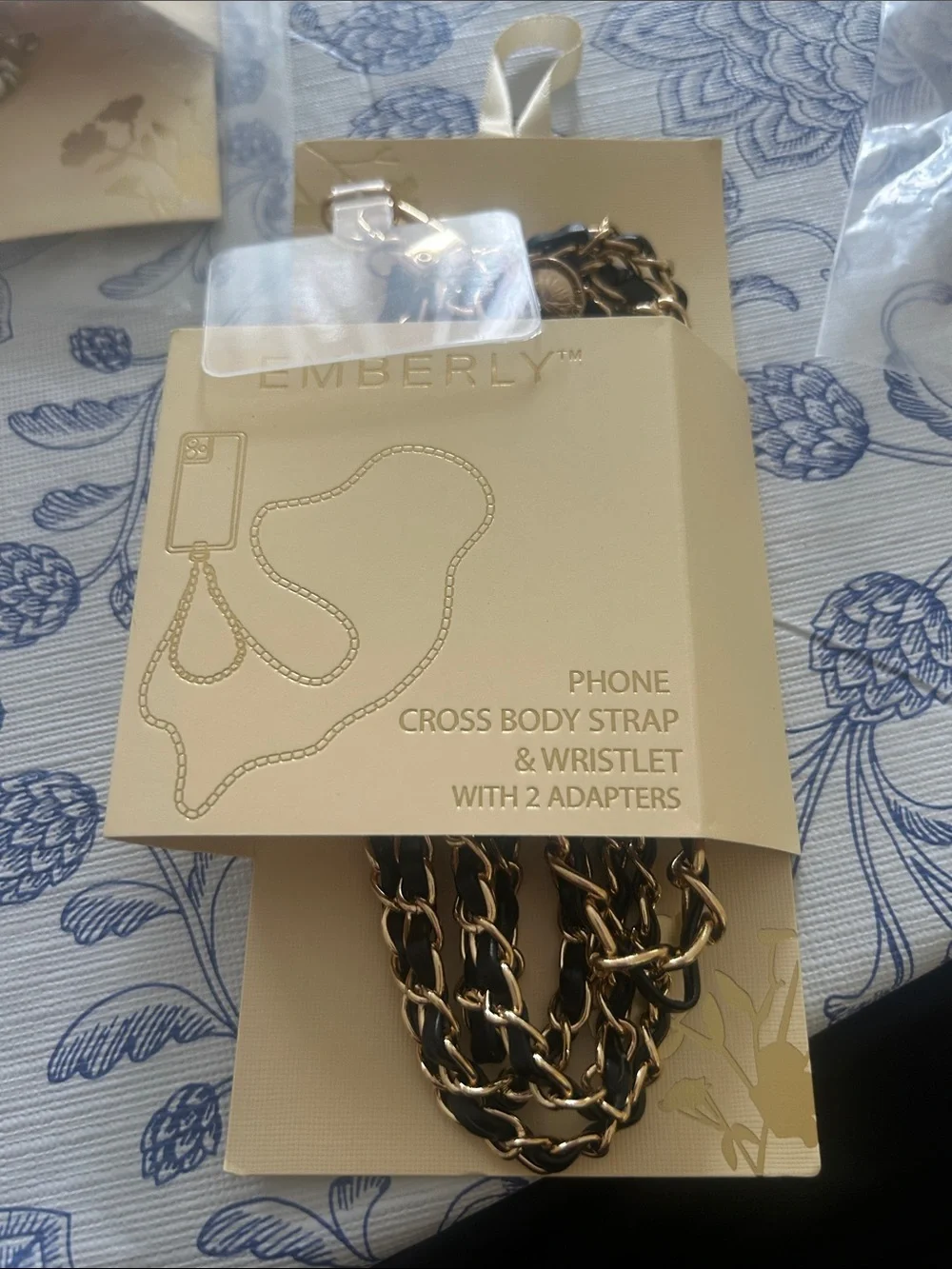 Black and Gold Phone Crossbody Strap & Wristlet